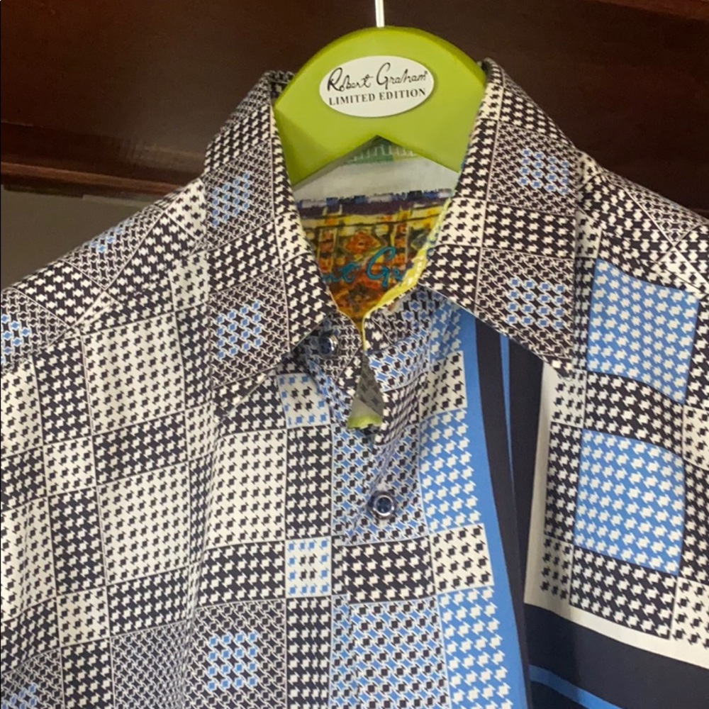 ROBERT GRAHAM Men’s Medium Blue Contrast